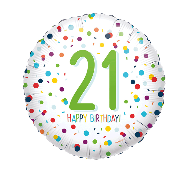 21st Birthday Confetti 18" Foil Balloon