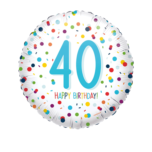 40th Birthday Confetti 18" Foil Balloon
