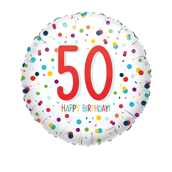 50th Birthday Confetti 18" Foil Balloon