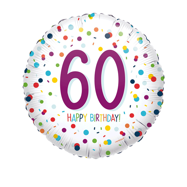 60th Birthday Confetti 18" Foil Balloon
