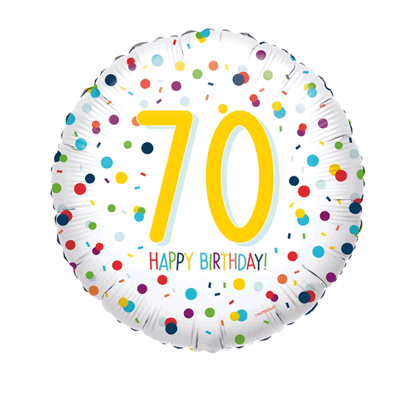 70th Birthday Confetti 18" Foil Balloon
