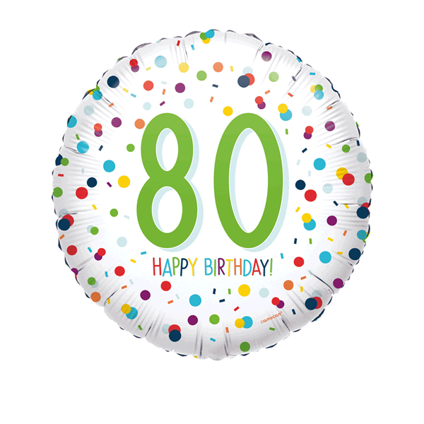 80th Birthday Confetti 18" Foil Balloon