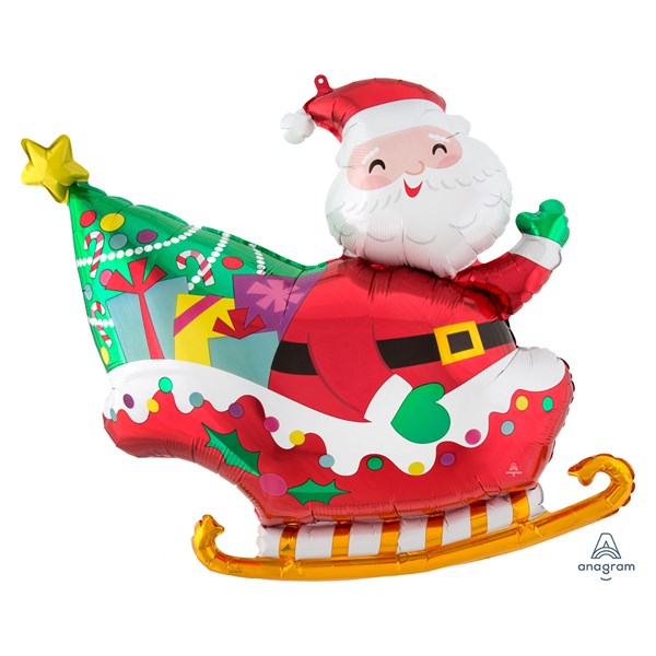 Christmas Santa's Sleigh 30" Supershape Foil Balloon