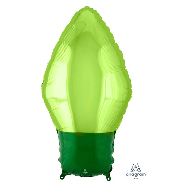 Christmas Green Light Bulb 22" Junior Shape Foil Balloon