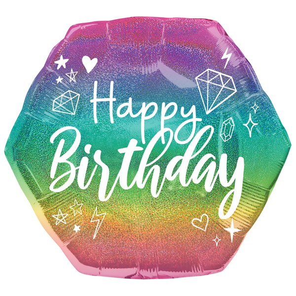 Sparkle Birthday Holographic 23" Supershape Foil Balloon