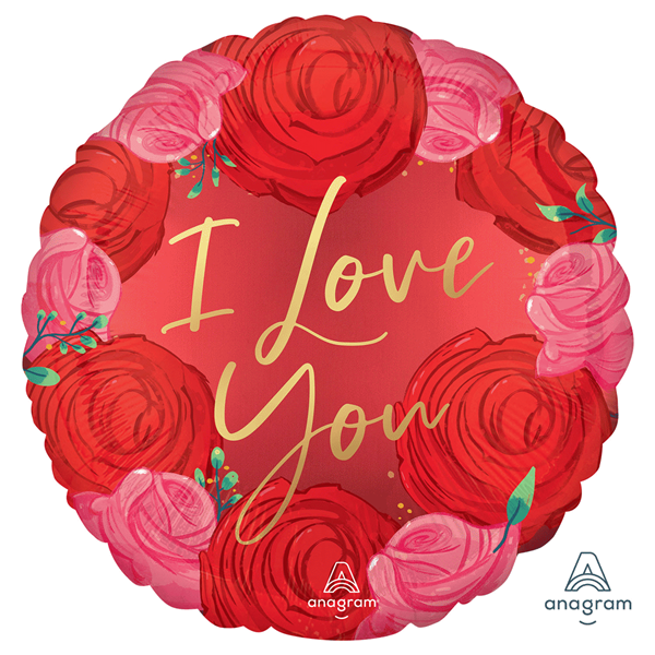 Valentine's Love You Roses Round 18" Foil Balloon