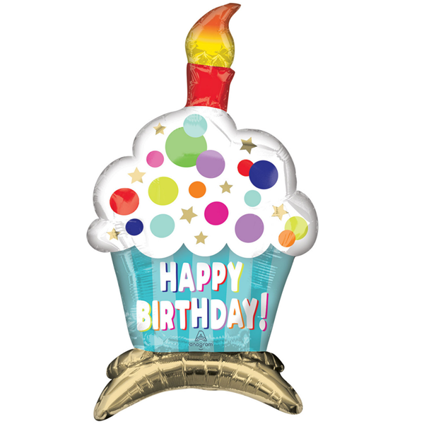 Happy Birthday Cupcake 24" Multi Foil Balloon