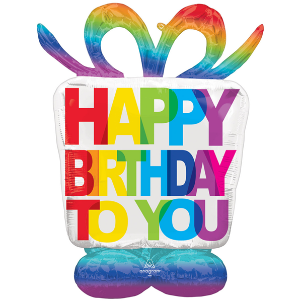 Happy Birthday Present 50" AirLoonz Foil Balloon