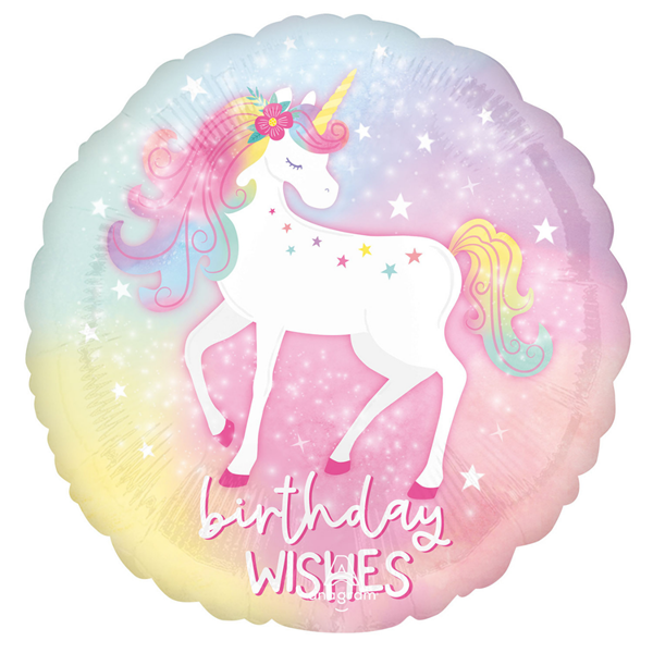 Enchanted Unicorn Birthday Wishes 18" Foil Balloon