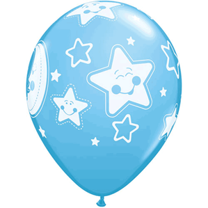 Baby Moon & Stars 11" Pale Blue Latex Balloons 6pk
