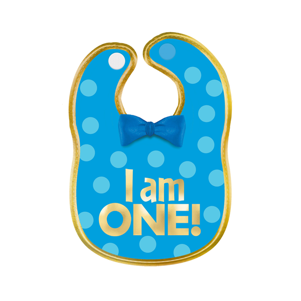 1st Birthday "I am One" Blue Bib