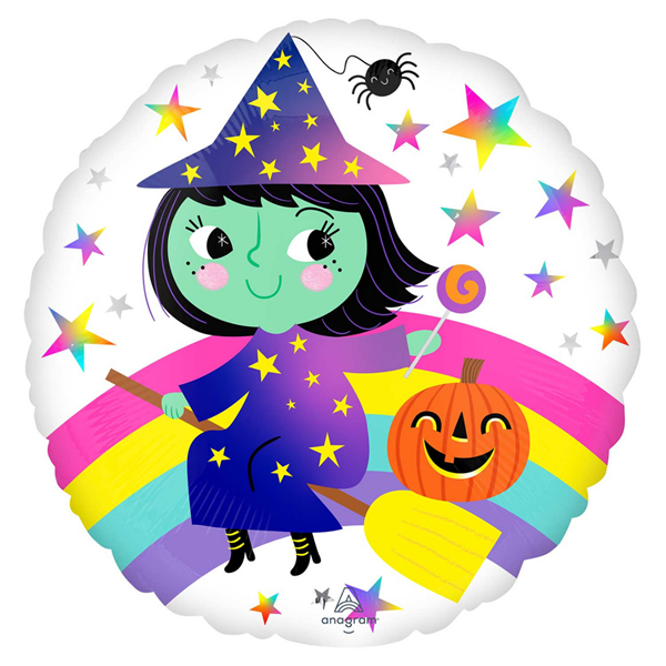 Halloween Rainbow Witch 18" Foil Balloon