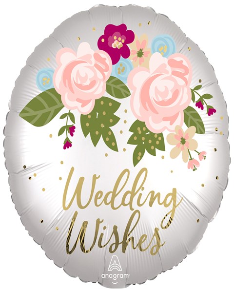 Wedding Wishes Satin Infused 18" Round Foil Balloon