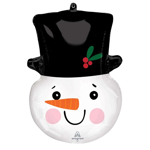 Christmas Snowman Head 23" Supershape Foil Balloon