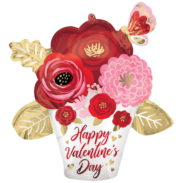 Valentine's Day Painted Flowers 26" SuperShape Foil Balloon