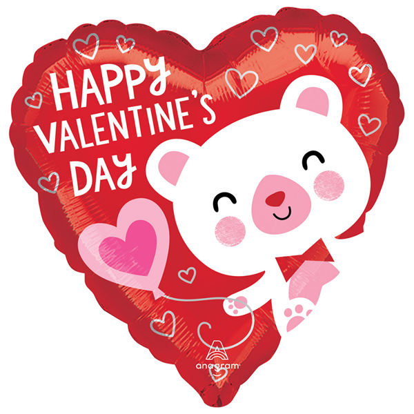 Cute White Bear Valentine's Day 18" Foil Balloon