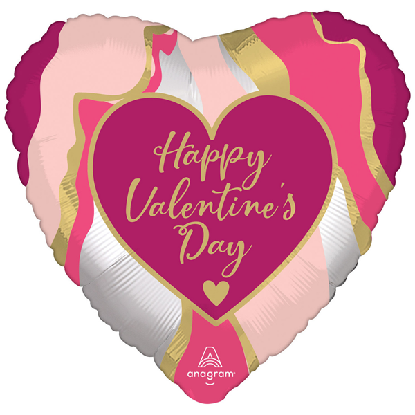 Valentine's Day Marble Abstract 18" Satin Luxe Foil Balloon