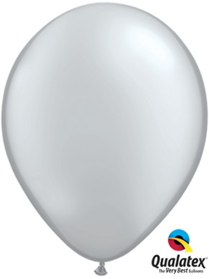 Qualatex Metallic 11" Silver Latex Balloons 100pk