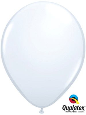 Qualatex Standard 11" White Latex Balloons 100pk