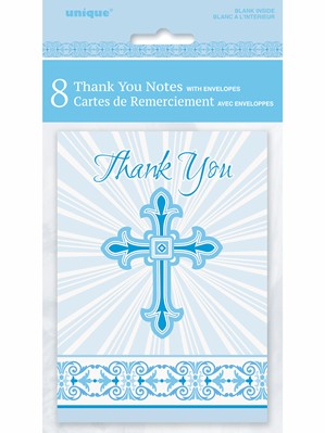 Blue Radiant Cross Thank You Cards & Envelopes 8pk