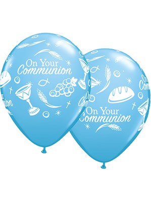 Pale Blue Communion Symbols 11" Latex Balloons 25pk