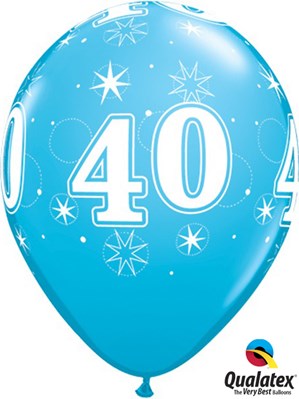 Age 40 Sparkle Robin's Egg Blue 11" Latex Balloons 25pk