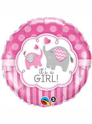 It's a Girl Pink Elephants 18" Foil Balloon
