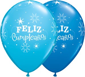 Feliz Cumpleanos 11" Dark Blue & Robin's Egg Blue Latex Balloons 50pk