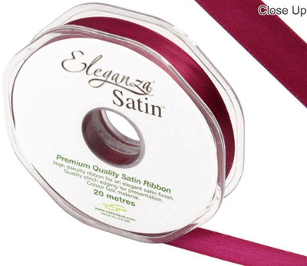 Burgundy Eleganza 15mm Satin Ribbon 20M