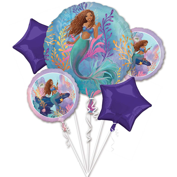 Little Mermaid Live Action Foil Balloon Bouquet 5pk