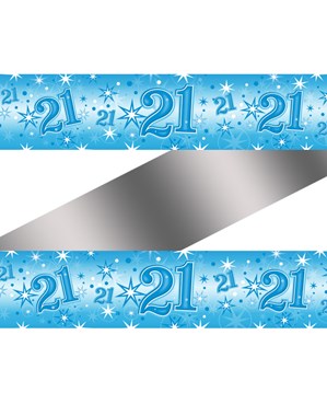 Blue Sparkle Age 21 Birthday Foil Banner