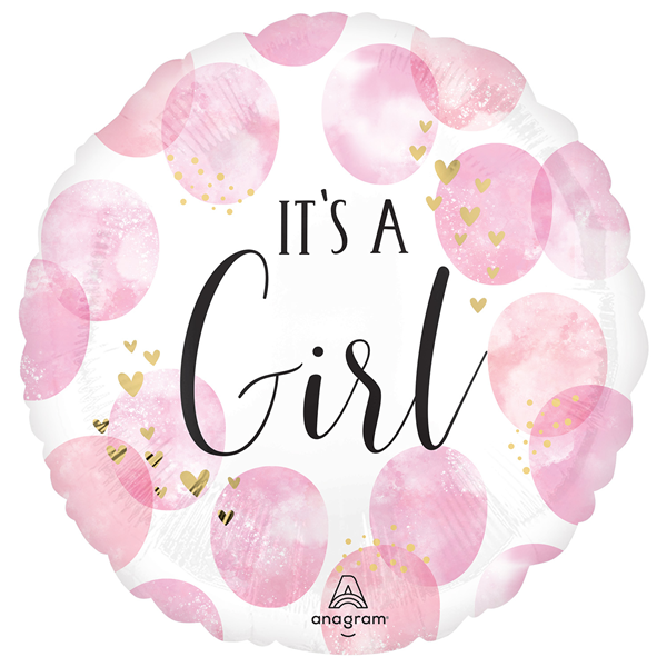 NEW It's A Girl Pink Watercolours 18" Foil Balloon