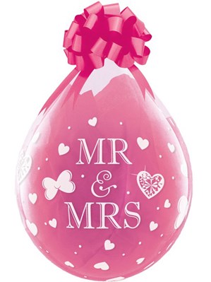 Mr & Mrs Diamond Clear Stuffing 18" Latex Balloons 25pk
