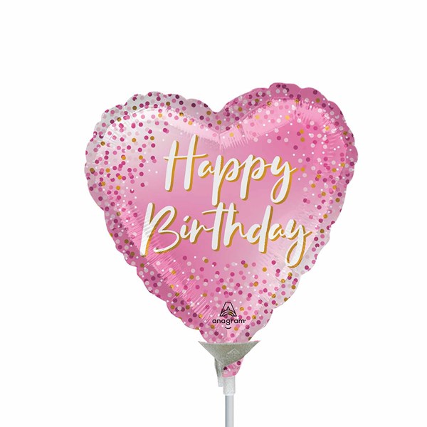 Happy Birthday Sparkle Heart 9" Mini Foil Balloon