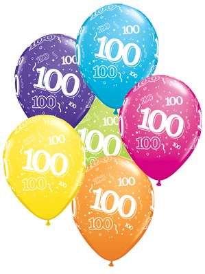 Age 100 Latex 11" Balloons 25pk