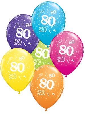 Age 80 Latex 11" Balloons 6pk