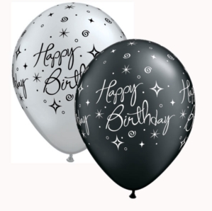 Silver & Black Elegant Sparkles 11" Latex Balloons 25pk
