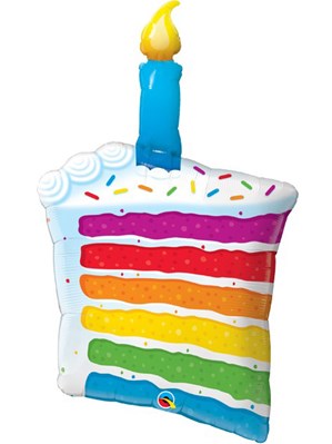 Rainbow Birthday Cake Slice 42" Supershape Foil Balloon