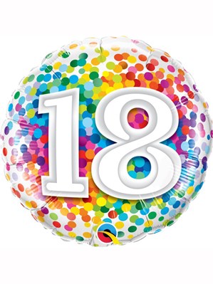 18th Birthday Rainbow Confetti 18" Foil Balloon