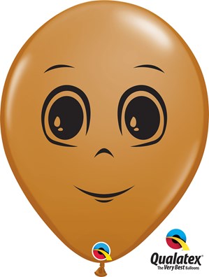 Qualatex 16" Mocha Brown Masculine Face Latex Balloons 50pk