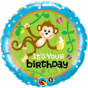 18" Two-sided Monkey Birthday Foil Balloon