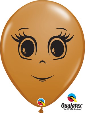 Qualatex 16" Mocha Brown Feminine Face Latex Balloons 50pk