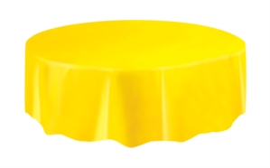Yellow Round Plastic Tablecover 84"
