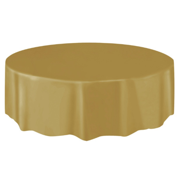 Gold Round Reusable Plastic Tablecover