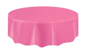 Pink Round Plastic Tablecover 84"