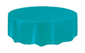 Teal Round Plastic Tablecover 84"