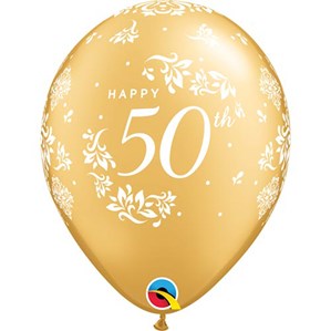 50th Anniversary 11" Gold Latex Balloons 6pk