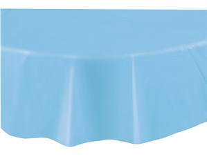 Unique Party Light Powder Blue Round Reusable Plastic Tablecover