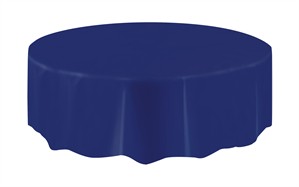 Unique Party Navy Blue Round Reusable Plastic Tablecover