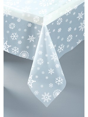 Clear Snowflakes Christmas Reusable Plastic Tablecover